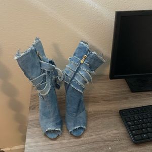 Denim heels